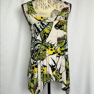 CAbi monarch butterfly racer back tank rayon spandex loose fit medium